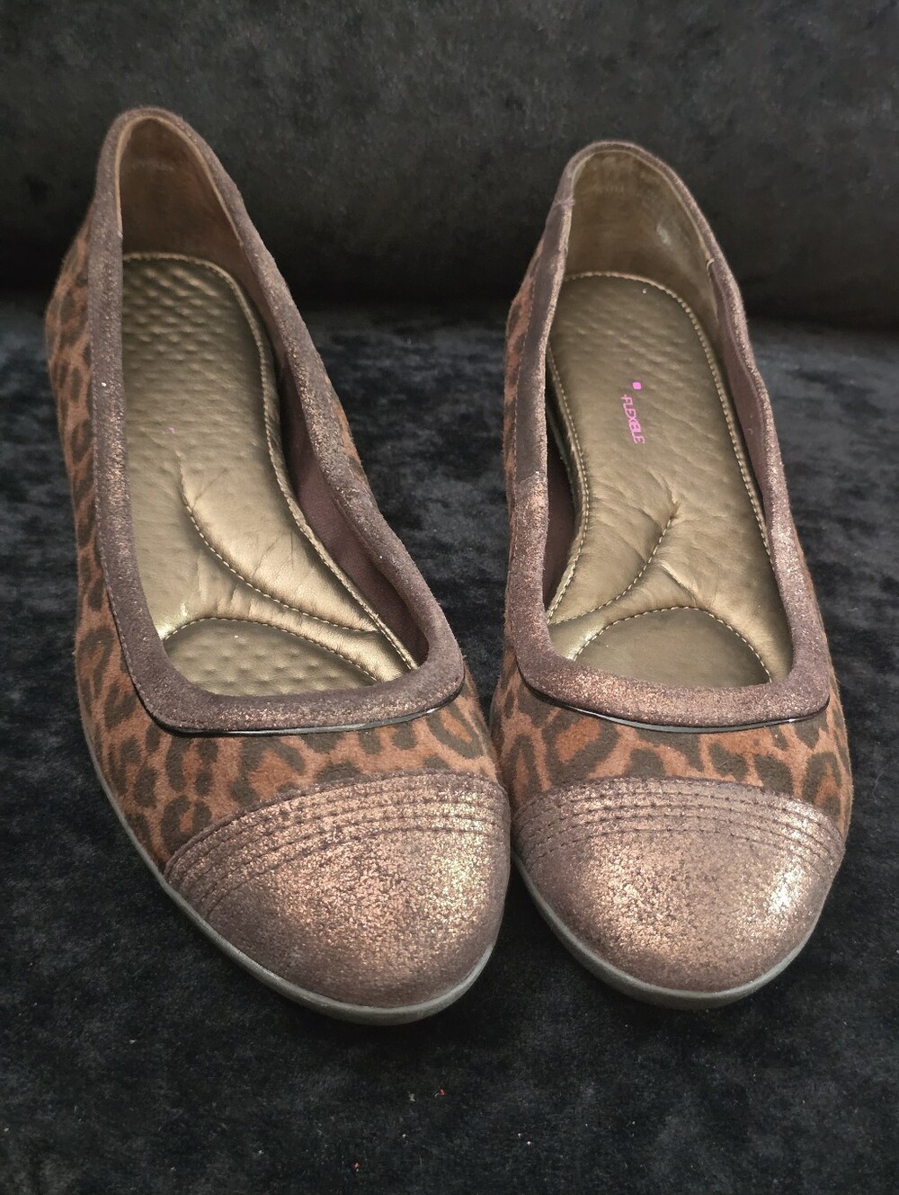 Comfort Plus Brown Leopard Print Soft Flexible Comfort Flats Size